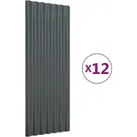 vidaXL Dakpanelen 12 st 100x36 cm gegalvaniseerd staal antracietkleurig