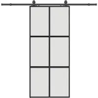 vidaXL Schuifdeur met beslagset 90x205 cm gehard glas zwart