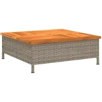 vidaXL Tuintafel 70x70x25 cm poly rattan en acaciahout grijs