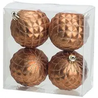 Cosy & Trendy Kerstversiering/kerstdecoratie kerstballen koper 8 cm 4x - Kerstbal