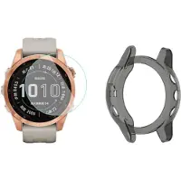Strap-it TPU Case (Transparant-Zwart) + Screenprotector - Geschikt voor Garmin Fenix 7S - Beschermende Hoes - Schermbeschermer - Duurzame Bescherming & Schokbestendigheid - Bundel