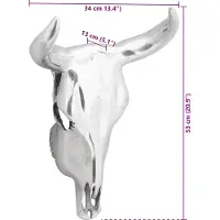 vidaXL Bullschedel Zilver 34 x 13 x 53 cm Aluminium