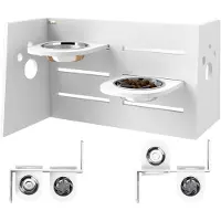 PawHut -Hundenapf-MDF, Stahl-63L x 58,5B x 40H cm-Weiß