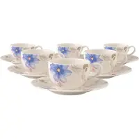 Villeroy & Boch Kaffeetassen mit Untertassen Mariefleur Gris Basic 150 ml Set van 6