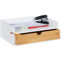 Relaxdays bureau organizer - 1 lade - bamboe - A4 - 11 x 32 x 22 cm - wit/natuur