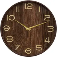 Atmosphera Créateur d'intérieur® Wandklok/muur klok - Woody - Dia 55 cm - hout - bruin - keuken/kamer/kantoor