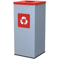 GSG24 Serie - Metalen Afvalbak - 60L - Rood Deksel - Binnengebruik