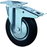 BS Rollen Lenkrolle Rad-Ø 80 mm Tragfähigkeit 50 kg mit Totalfeststeller Gummi 104x80mm
