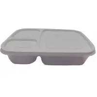Hobby Life Vershoudbakjes - 1.15L - 3-vaks - 23 cm - mealprep - bewaarbakjes - lichtgrijs