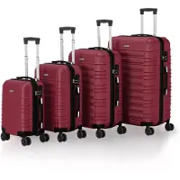 Juskys Kofferset Rome - 4-delig - ABS - Handbagage + Ruimbagage - Bordeauxrood