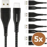 MOJOGEAR 5x MOJOGEAR USB-C naar USB kabel Extra Sterk [VOORDEELVERPAKKING]