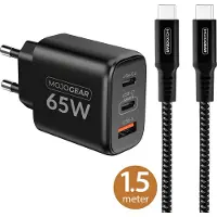 MOJOGEAR CHARGE+ Combo: 65W oplader met USB-C kabel 1,5 meter | Geschikt voor Samsung/iPhone 15/16
