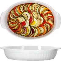 MamboCat Set van 2 Arte Regal ovenschalen nr. 01 wit ovaal met handgreep groot - 03845