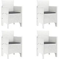 vidaXL Tuinstoel met kussen 4 pcs Wit 53 x 49 x 85 cm Polypropyleen