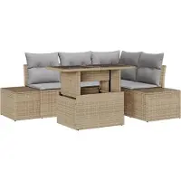 vidaXL Tuinbank Set 5 st Beige poly rattan