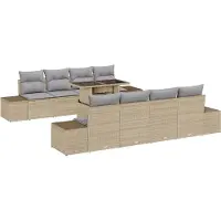 vidaXL Tuinbank Set 9 st Beige en Lichtgrijs