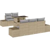 vidaXL Tuinbank Set 6 st Beige en Lichtgrijs