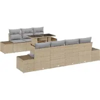 vidaXL Tuinbank Set 8 st Beige en Lichtgrijs