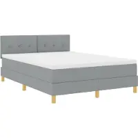 vidaXL LED Box Spring Bed met hoofdeinde Lichtgrijs 140 x 200 cm Stof
