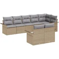 vidaXL Tuinbank Set 8 st Beige poly rattan
