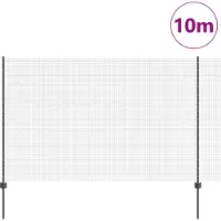 vidaXL gelast draadhek met palen 10 x 1,5 m PVC-Coated Staal Grijs