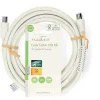 Nedis Coaxkabel | IEC (Coax) Male | IEC (Coax) Female | Vernikkeld | 120 dB | 75 Ohm | Viervoudig Afgeschermd | 5.00 m | Rond | PVC | Wit | Label