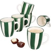 MamboCat Set van 6 bosgroene stoneware koffiemokken voor 6 personen - 23105900