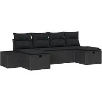 vidaXL Tuinbank Set 6 st Zwart poly rattan