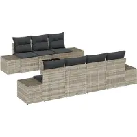 vidaXL Tuinbank Set 8 st Lichtgrijs en Donkergrijs poly rattan