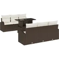 vidaXL Tuin Sofa Set 7 st Bruin Poly riet
