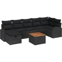 vidaXL Tuinbank Set 8 st Zwart poly rattan