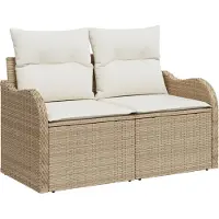 vidaXL Tuin Sofa met kussen Beige 121 x 62 x 69cm poly rattan
