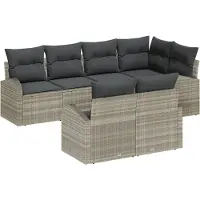 vidaXL Tuinbank Set Lichtgrijs poly rattan