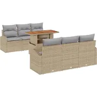 vidaXL Tuinbank Set 7 st beige en lichtgrijs