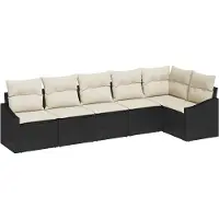 vidaXL Tuinbank Set 6 st Zwart en Wit poly rattan