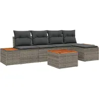 vidaXL Tuinbank Set 6 st Grijs Poly rattan