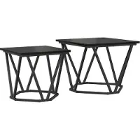 vidaXL Bijzettafelset, 2 stuks, zwart, eikenlook, 50 x 50 x 40 cm