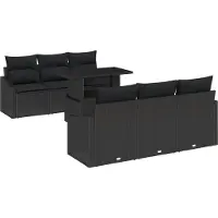 vidaXL Tuinset, 7-delig, zwart, polyrotan