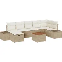 vidaXL Tuinbank Set 8 st Beige Poly rattan