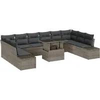 vidaXL Tuinbank Set 11 st Grijs poly rattan
