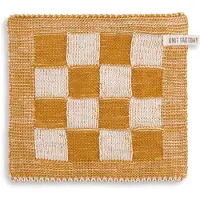 Knit Factory Pannenlap Block - Ecru/Oker - 23x23 cm