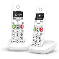 Gigaset E290 Duo, analoge/DECT telefoon, draadloze headset, luidsprekerfunctie, 150 contacten, nummerherkenning, wit
