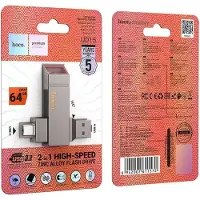 Hoco Razendsnelle 2-in-1 USB Stick 64GB - USB-C & High-Speed USB 3.0 Flash Drive - 2 in 1 Geheugen Stick Geschikt voor Telefoon, PC, Laptop, Tablet - Stevige Zinklegering Memory Stick Opslag