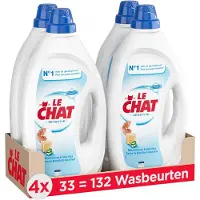 Le Chat Gel Sensitive - Vloeibaar Wasmiddel - Geschikt Voor Alle Was - Frisse Geur - Marseille Zeep - Voordeelverpakking - 4 x 33 Wasbeurten