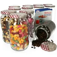 MamboCat Set van 12 ronde potten 1062 ml To 82 houten hart rood deksel incl. Diamant Gelierzauber receptenboekje
