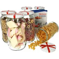 MamboCat Set van 6 ronde potten 1062 ml Naar 82 lint decor deksel incl. Diamant Gelierzauber receptenboekje