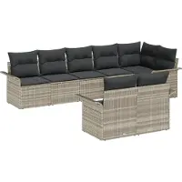 vidaXL Tuinbank Set 8 st Lichtgrijs poly rattan