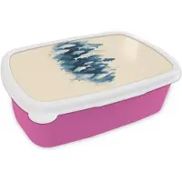 MuchoWow Broodtrommel Roze - Lunchbox Vissen - Minimalistisch - Blauw - Brooddoos 18x12x6 cm - Brood lunch box - Broodtrommels voor kinderen en volwassenen