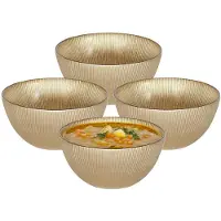 Home Deco Factory Soepkommen Gold Rush - goud met relief - 10x stuks - 15 x 7 cm - keramiek - soepkommetjes - serveerschaaltjes