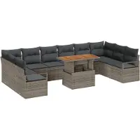 vidaXL Tuinbank Set 11 st Grijs Poly rattan
